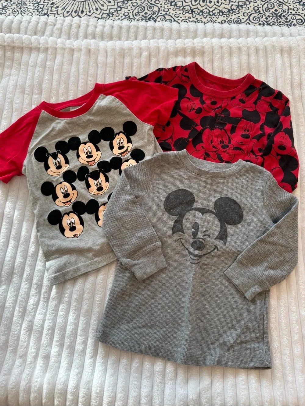 KidsMickey Mouse Bundle - Long & Short Sleeve Tops - Red, Gray, Black